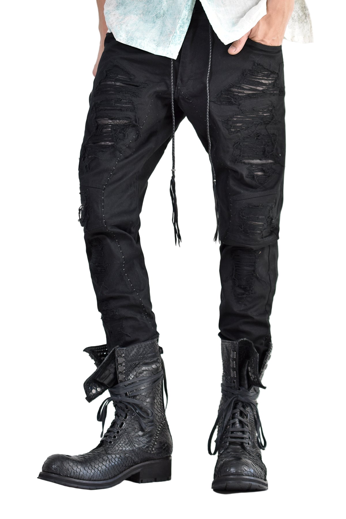 ARGUE☆TURIL TYPEWRITER TRAINING PANTS KMRii ケムリ Crush Skinny Twill Pants 07A クラッシュ スキニー