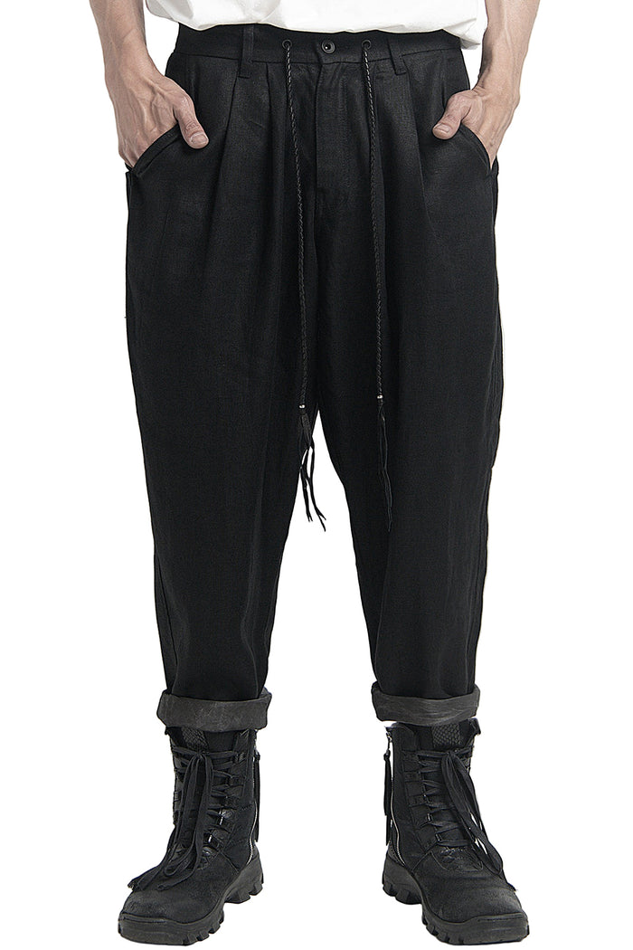 2401-PT03 Linen Layered Pants 05 Black