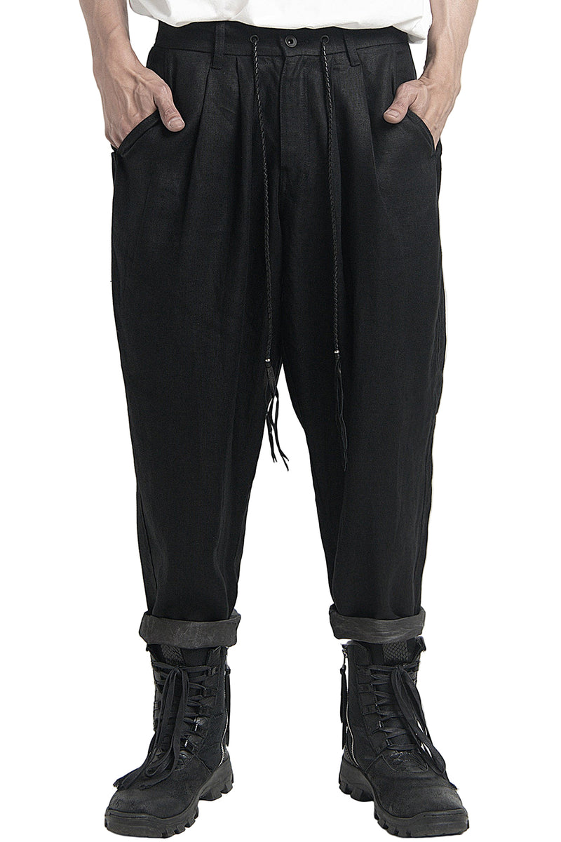 2401-PT03 Linen Layered Pants 05 Black
