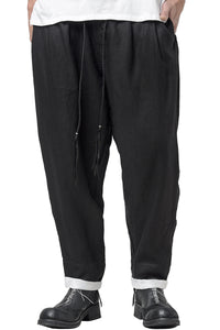 2301-PT04 Linen Lazy Layered Pants Black