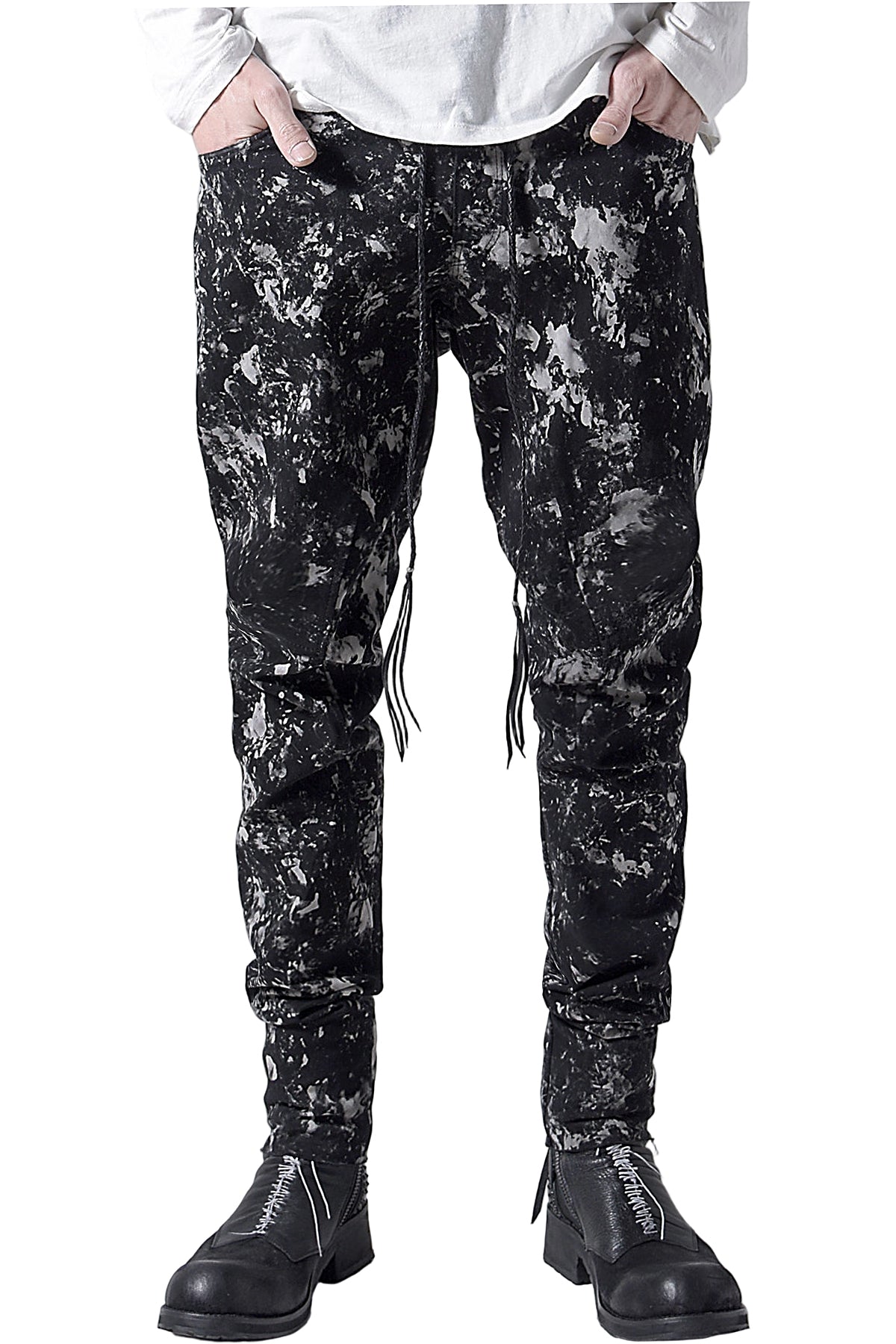 2202-PT08B Flake Discharged Stretch Pants 05