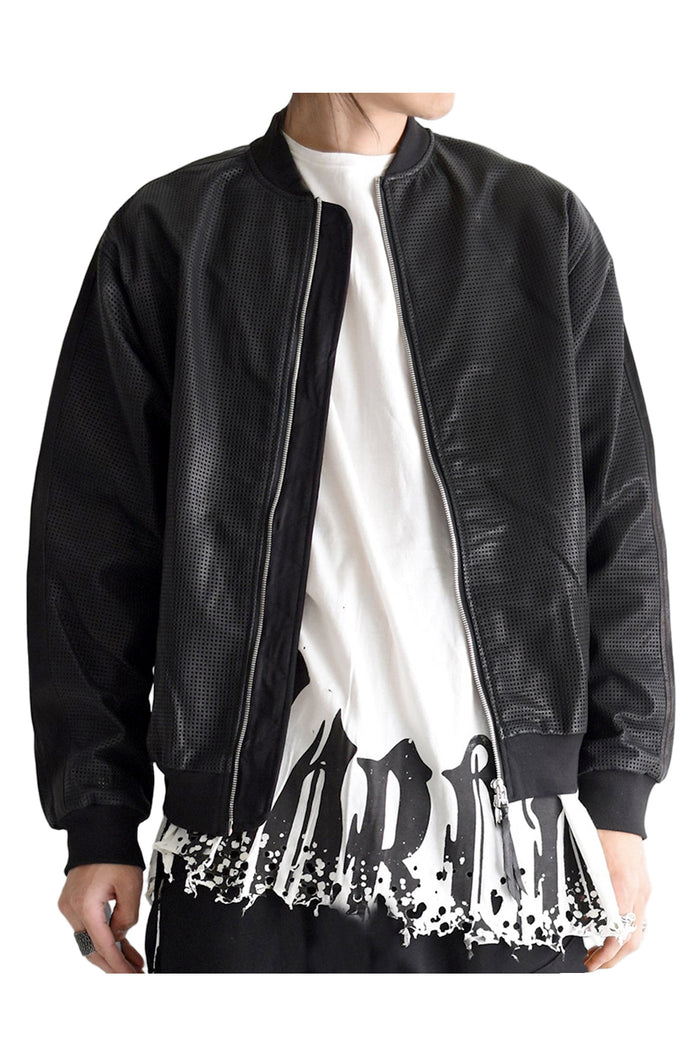 1901-JK05 Mesh Leather MA-1 Black