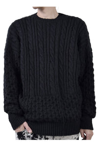 2002-KT01 Cable Combi Mohair Pullover Black