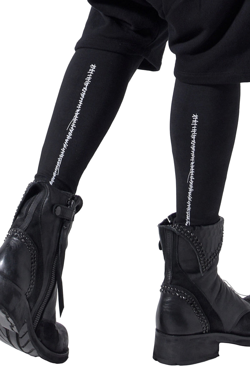 2202-PT09 Hand Stitch Print Leggings -Men's-