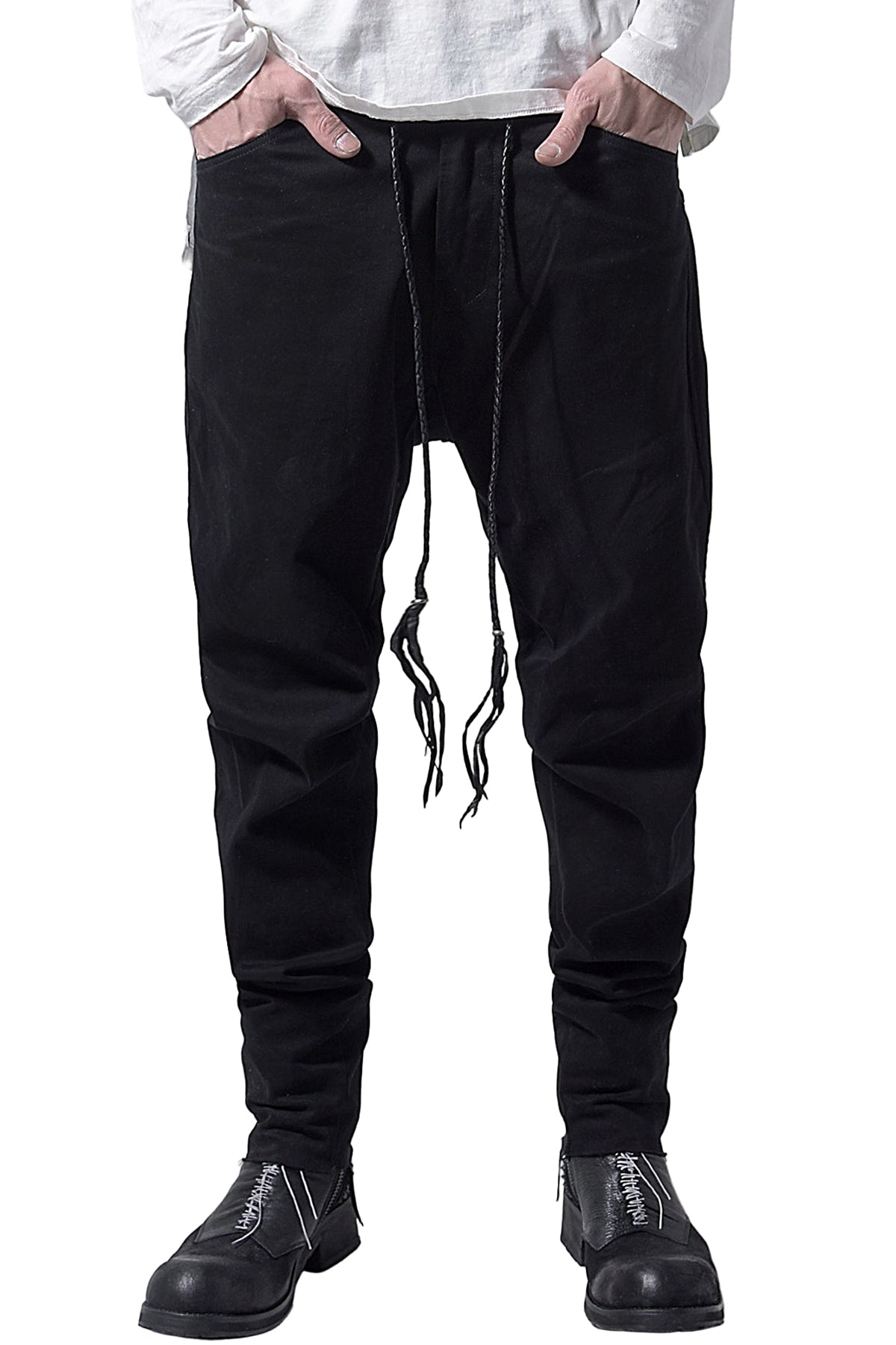 2202-PT01A Drop Crotch Pants Black