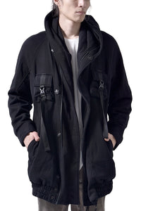 2102-JK03C Hooded Fleece Coat Black