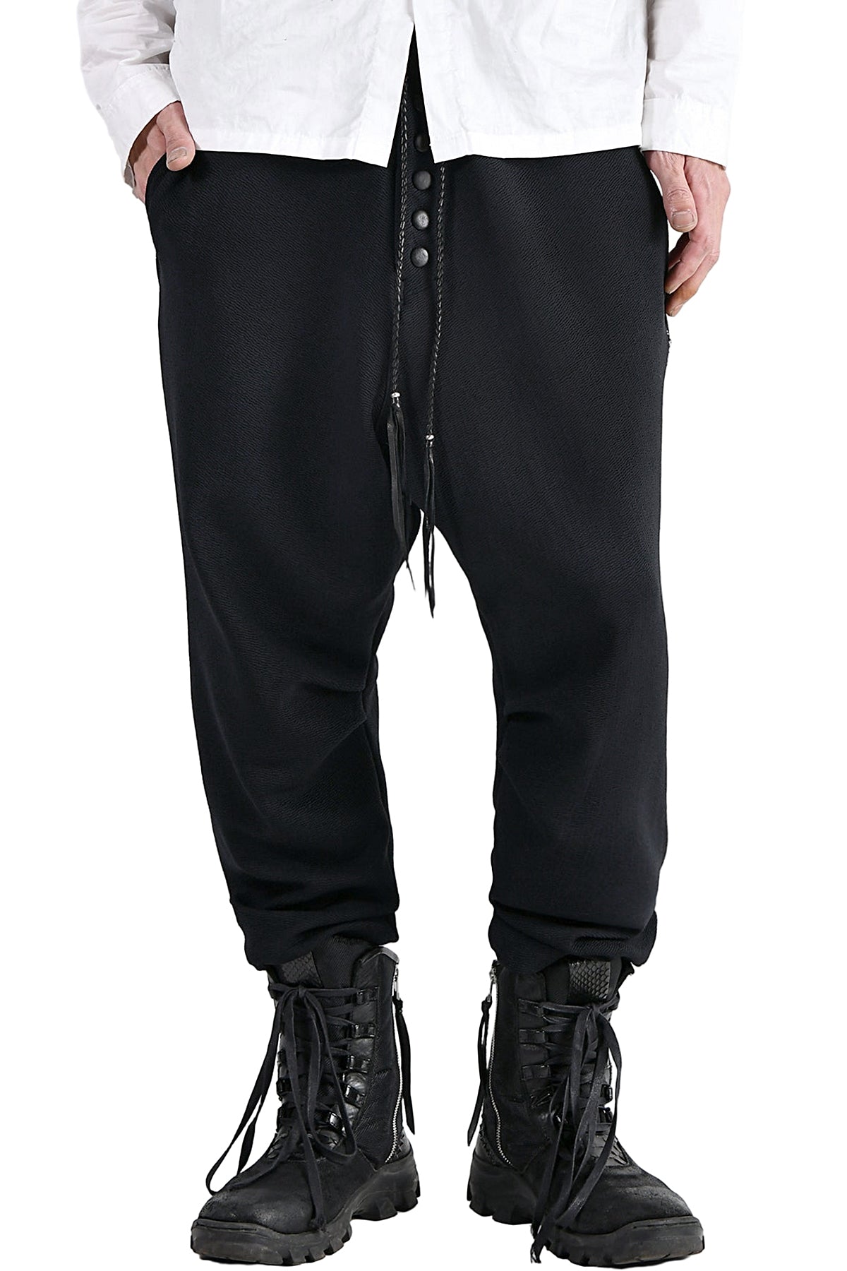 2102-PT06 Nylon Stretch Track Pants Black