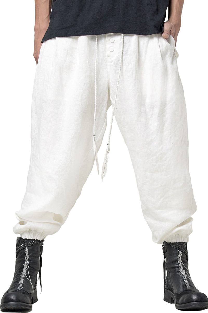 2301-PT03 Linen Lazy Pants White
