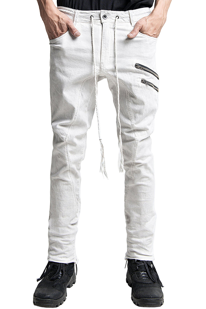 2401-PT01 Double Zip Stretch Twill Pants 01 Dirty White