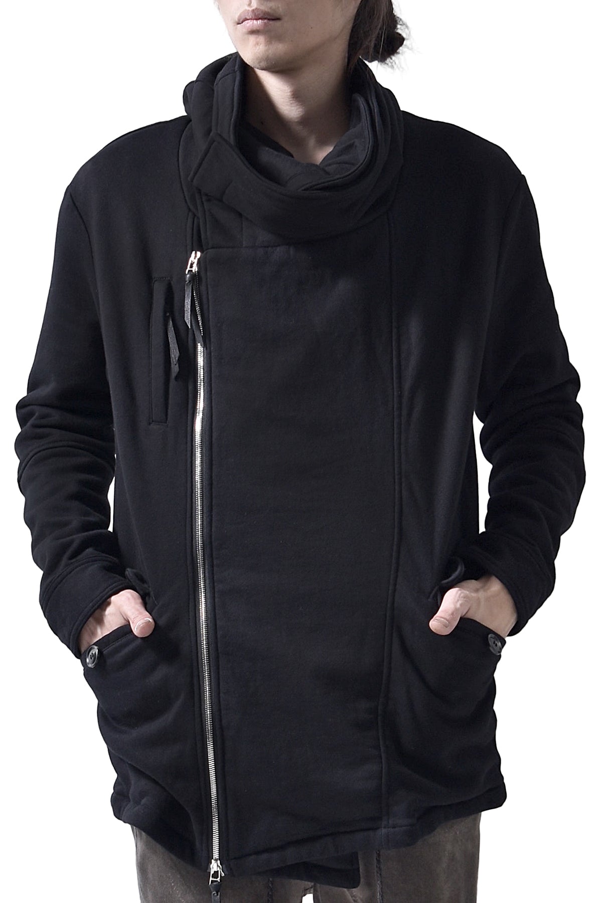 2102-JK04 Hooded Over Fleece Coat Black