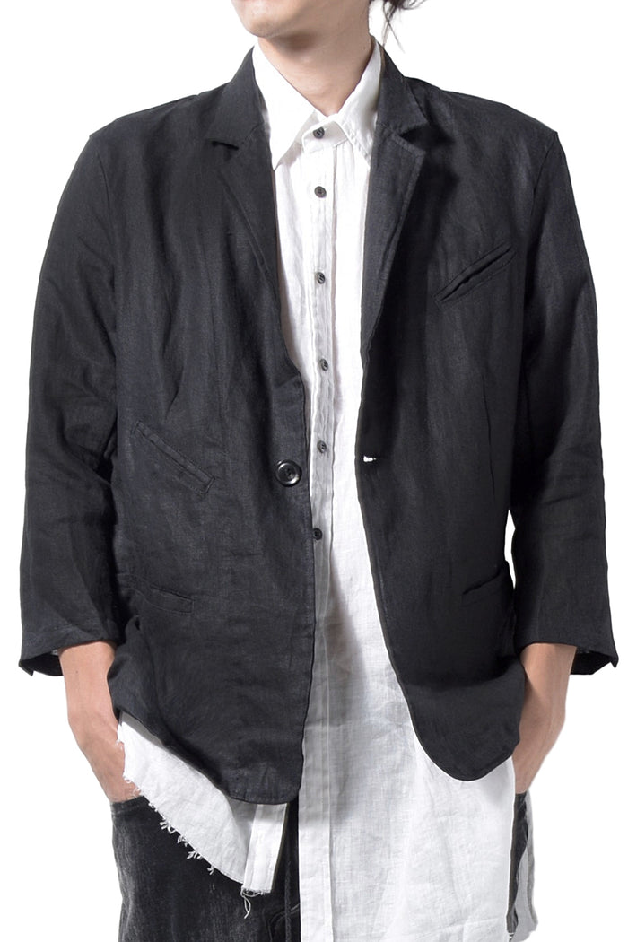 2201-JK04A Back Stitch Cropped Sleeve JKT Black