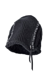 2002-KT04 Cable Mohair Beanie 01 Black
