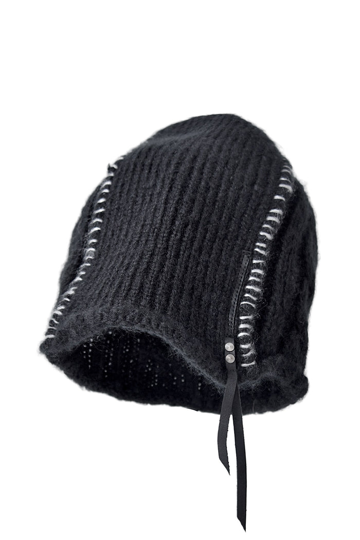 2002-KT04 Cable Mohair Beanie 01 Black
