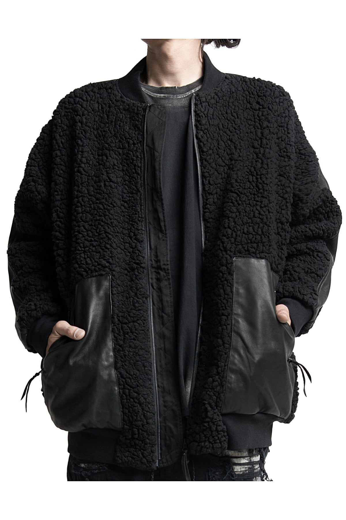 2402-JK05 Leather Combi Boa Jacket