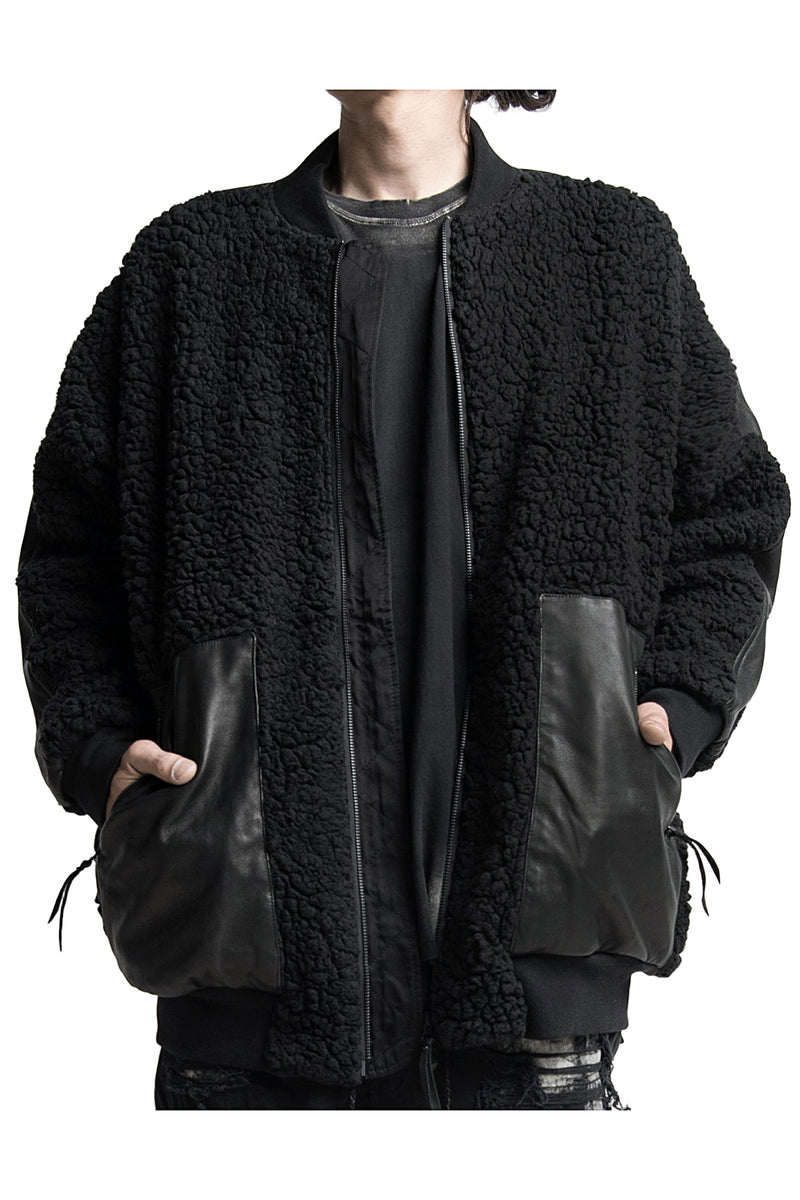 2402-JK05 Leather Combi Boa Jacket