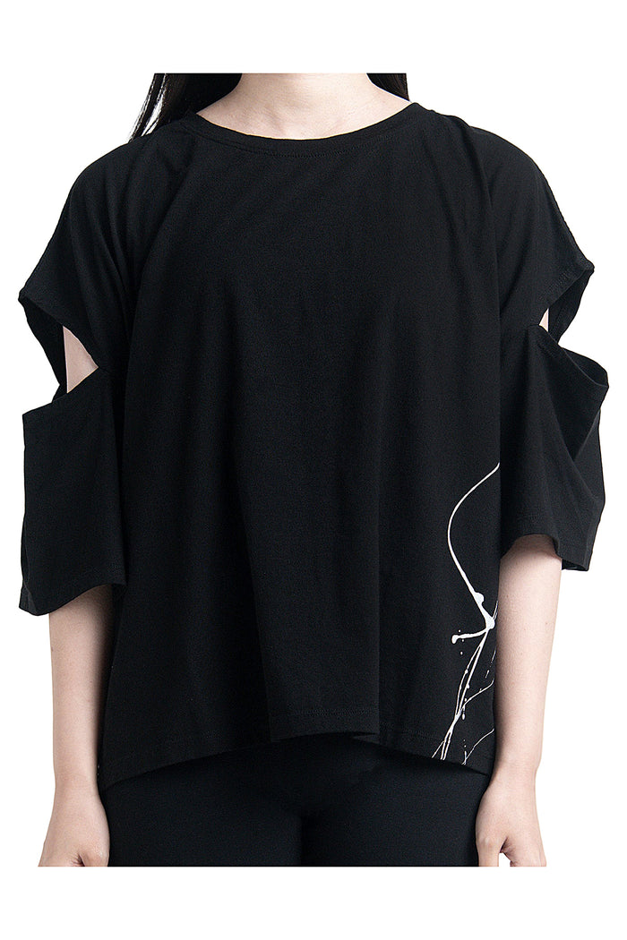 2401-CTL03 Open Sleeve Cut Black