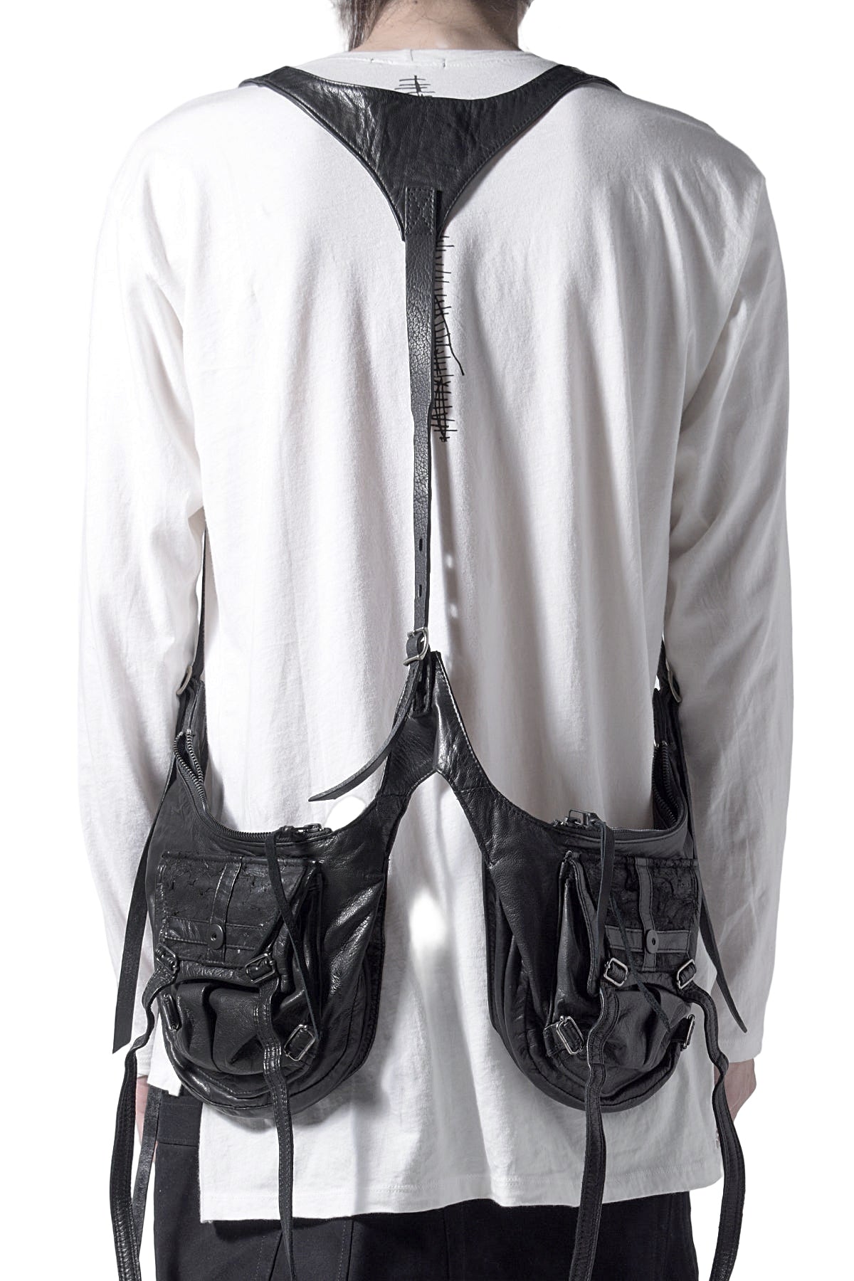 design leather west bag Y2K お兄さん系 kmrii Auth KMRii Studded Leather Waist Bag Utility Belt Y2K Archive