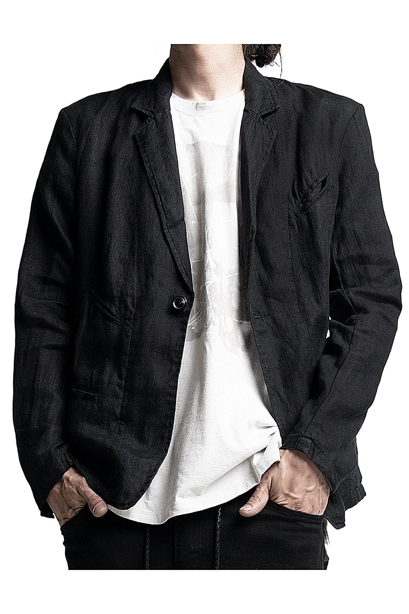 2401-JK03 Linen Tailored Jacket 05 Black