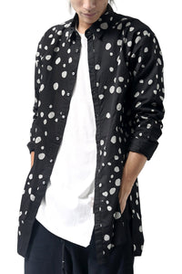 1902-SH01 Polka Dot Long Shirt Black