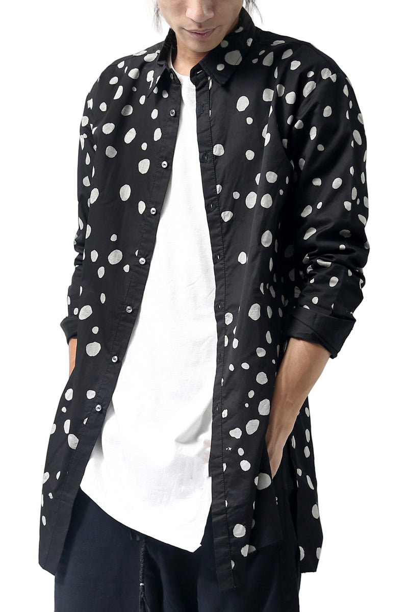 1902-SH01 Polka Dot Long Shirt Black