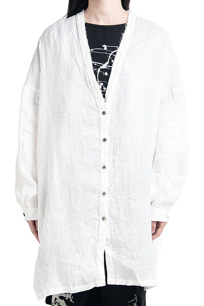 2401-SH12 Linen Kimono Shirt White