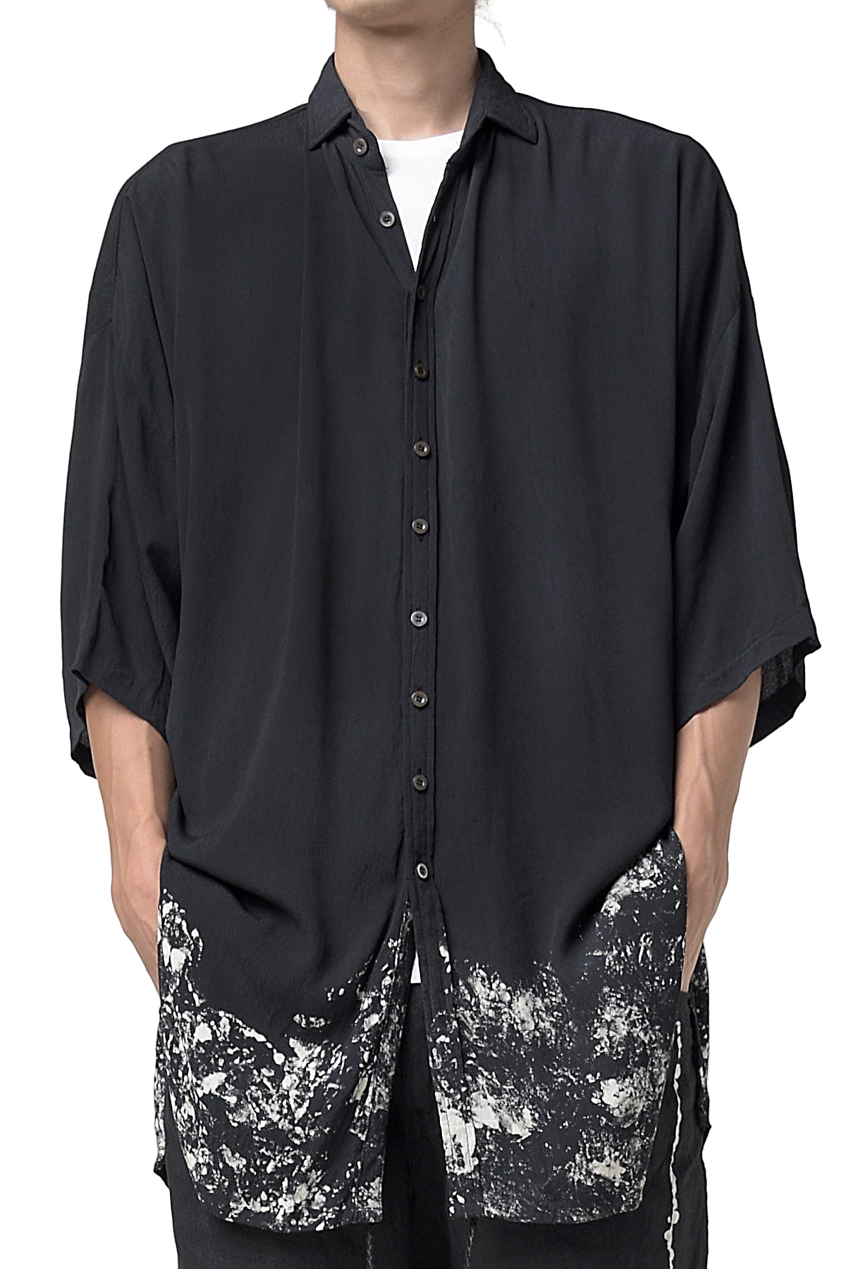 2301-SH03 Discharged Crepe Rayon Lazy Shirt