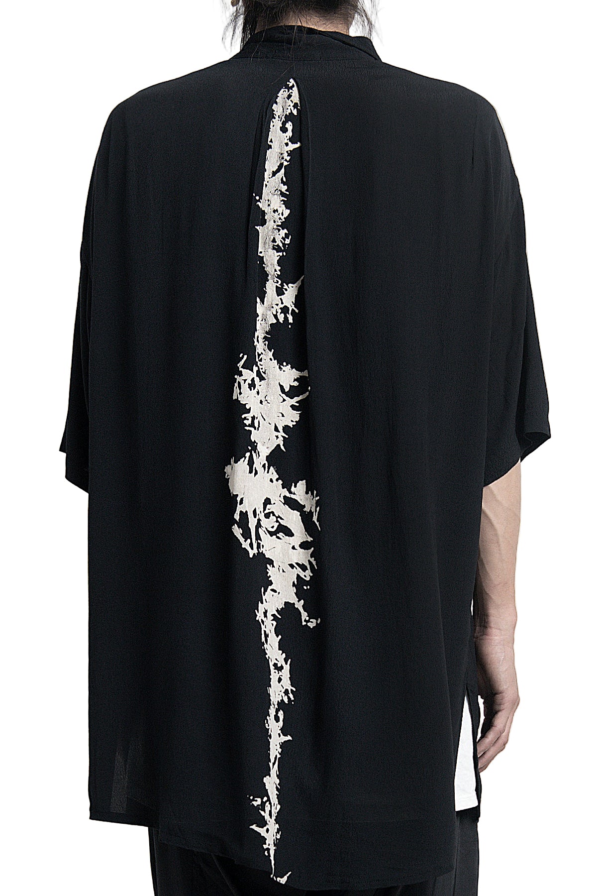 2401-SH03 Splash Crepe Rayon Lazy Shirt Black