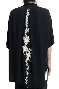 2401-SH03 Splash Crepe Rayon Lazy Shirt Black