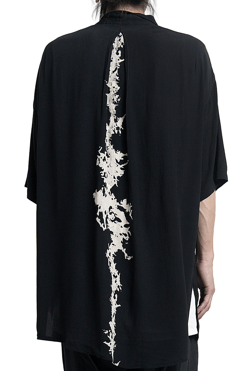 2401-SH03 Splash Crepe Rayon Lazy Shirt Black