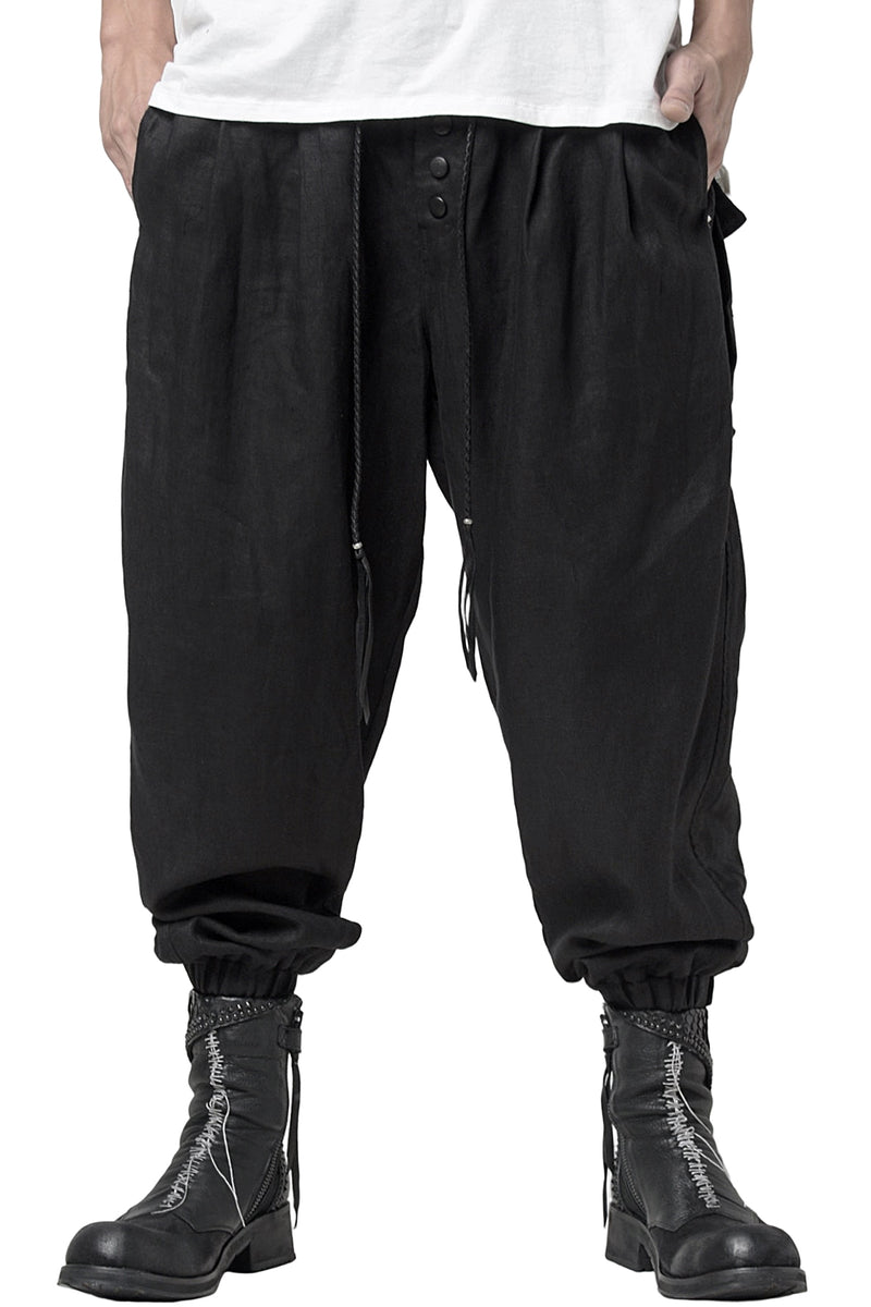 2301-PT03 Linen Lazy Pants Black