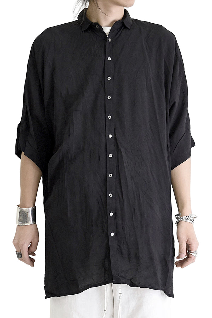 1901-SH03B Tesla Rayon Lazy Shirt Black