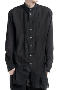 2501-SH04 Stand Collar Layer Shirt Black