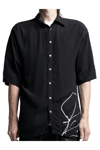2401-SH09 Splash Crepe Rayon Slim Shirt Black