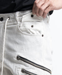 2401-PT01 Double Zip Stretch Twill Pants 01 Dirty White