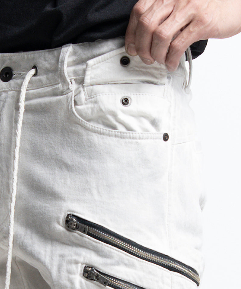 2401-PT01 Double Zip Stretch Twill Pants 01 Dirty White