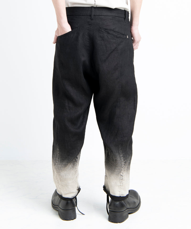 2501-PT04 Linen Layered Tuck Pants Black