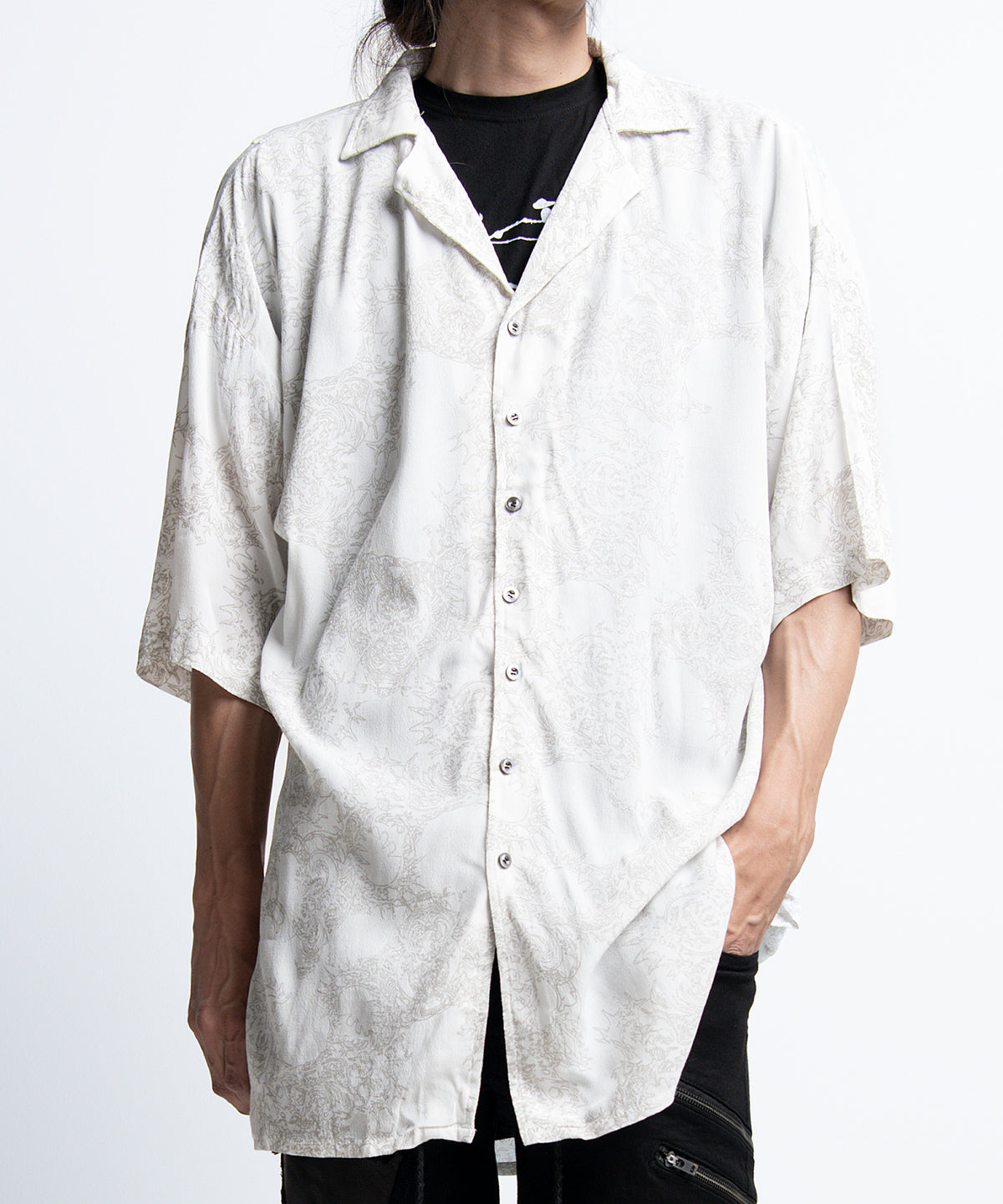 2401-SH02 Magnolia Crepe Rayon Lazy Shirt White