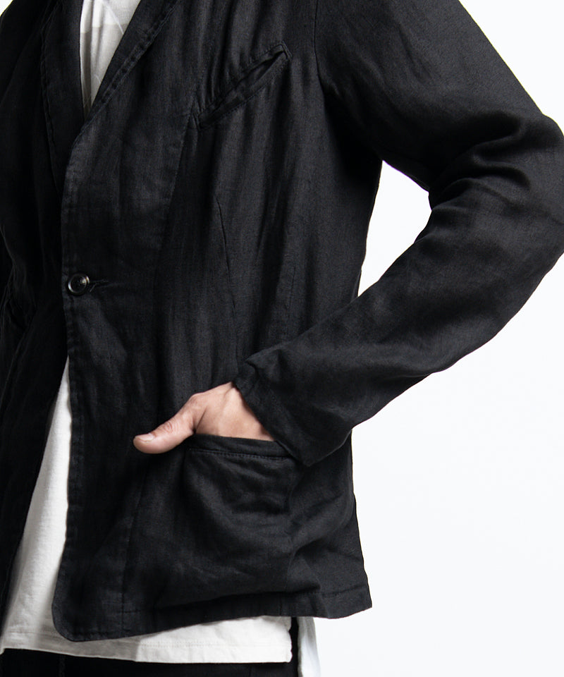 2401-JK03 Linen Tailored Jacket 05 Black