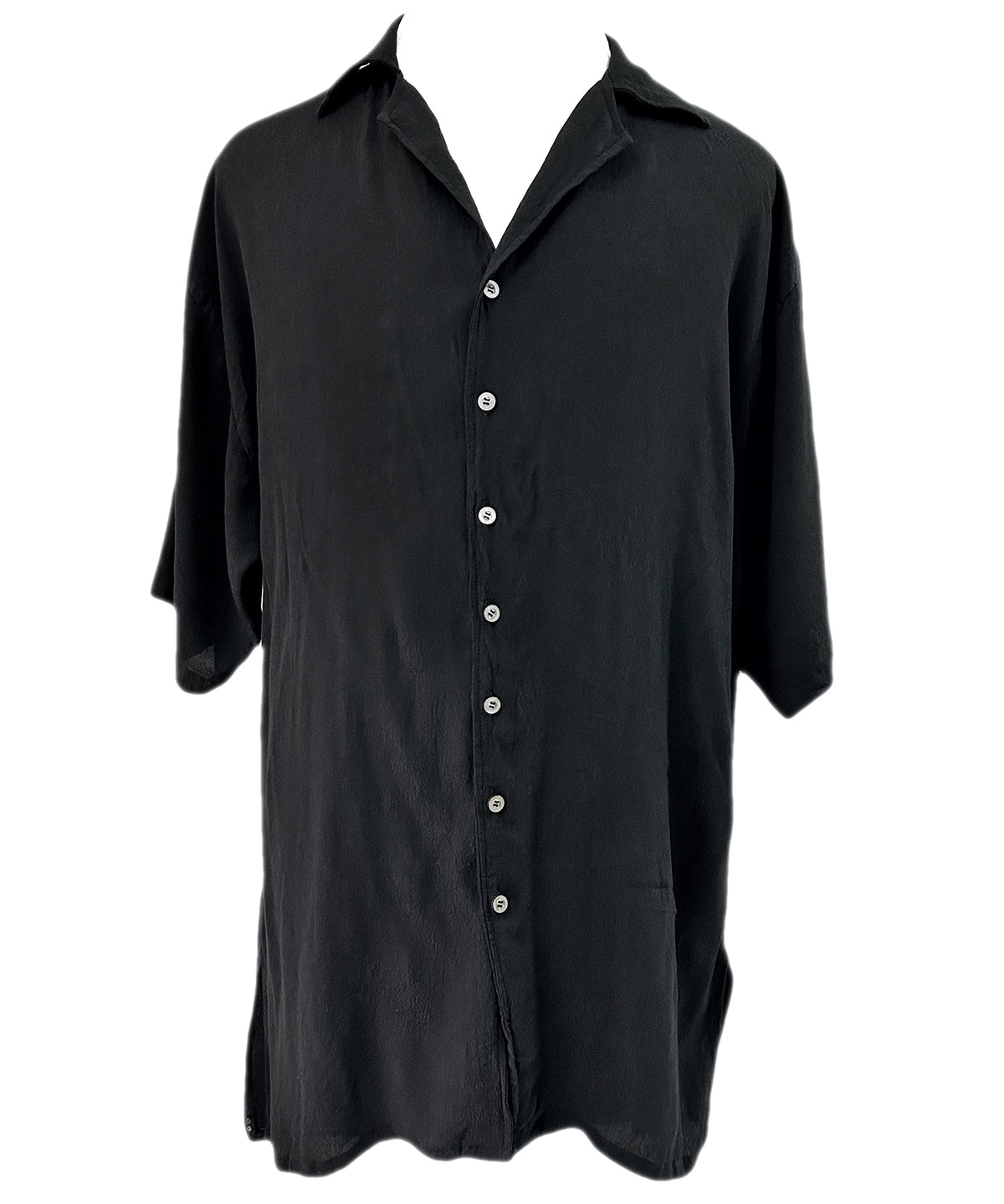 2401-SH03 Splash Crepe Rayon Lazy Shirt Black