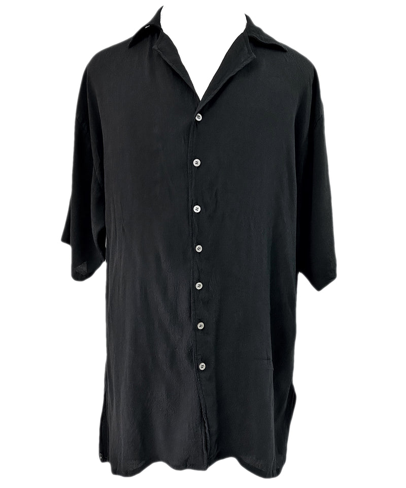 2401-SH03 Splash Crepe Rayon Lazy Shirt Black