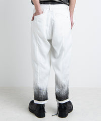 2501-PT04 Linen Layered Tuck Pants White