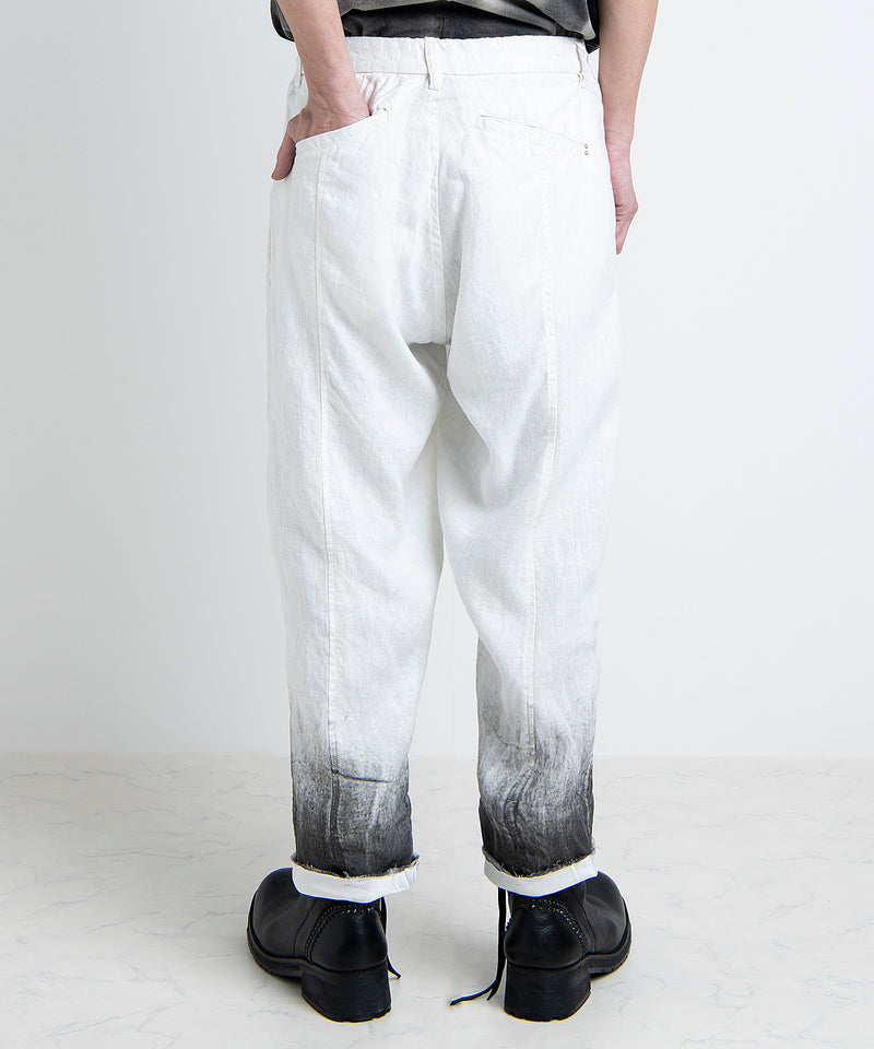 2501-PT04 Linen Layered Tuck Pants White