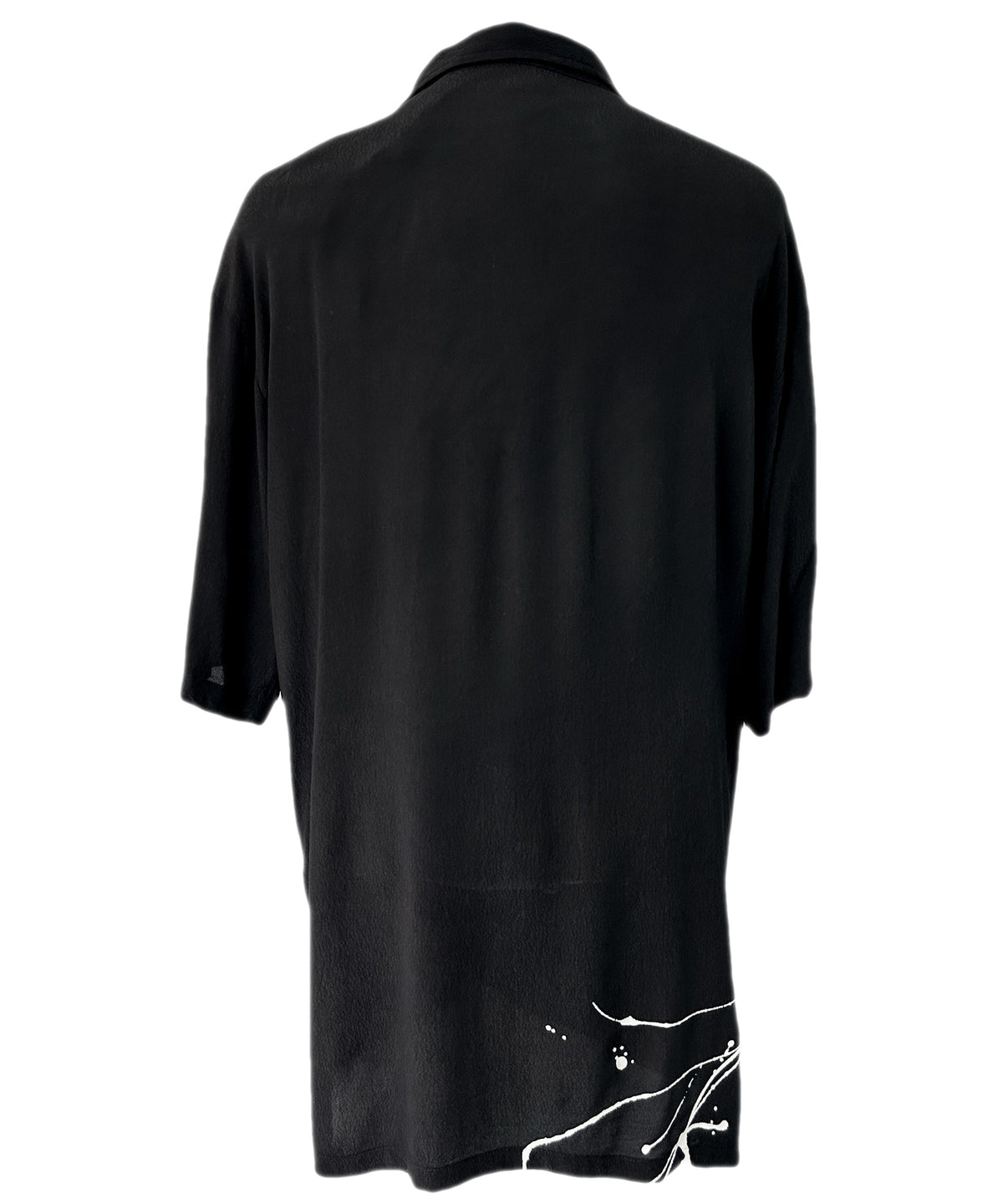 2401-SH09 Splash Crepe Rayon Slim Shirt Black