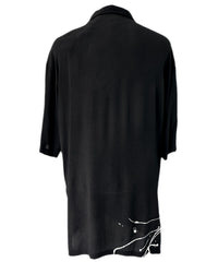 2401-SH09 Splash Crepe Rayon Slim Shirt Black