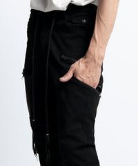 2401-PT02 Double Zip Stretch Twill Pants 02 Black