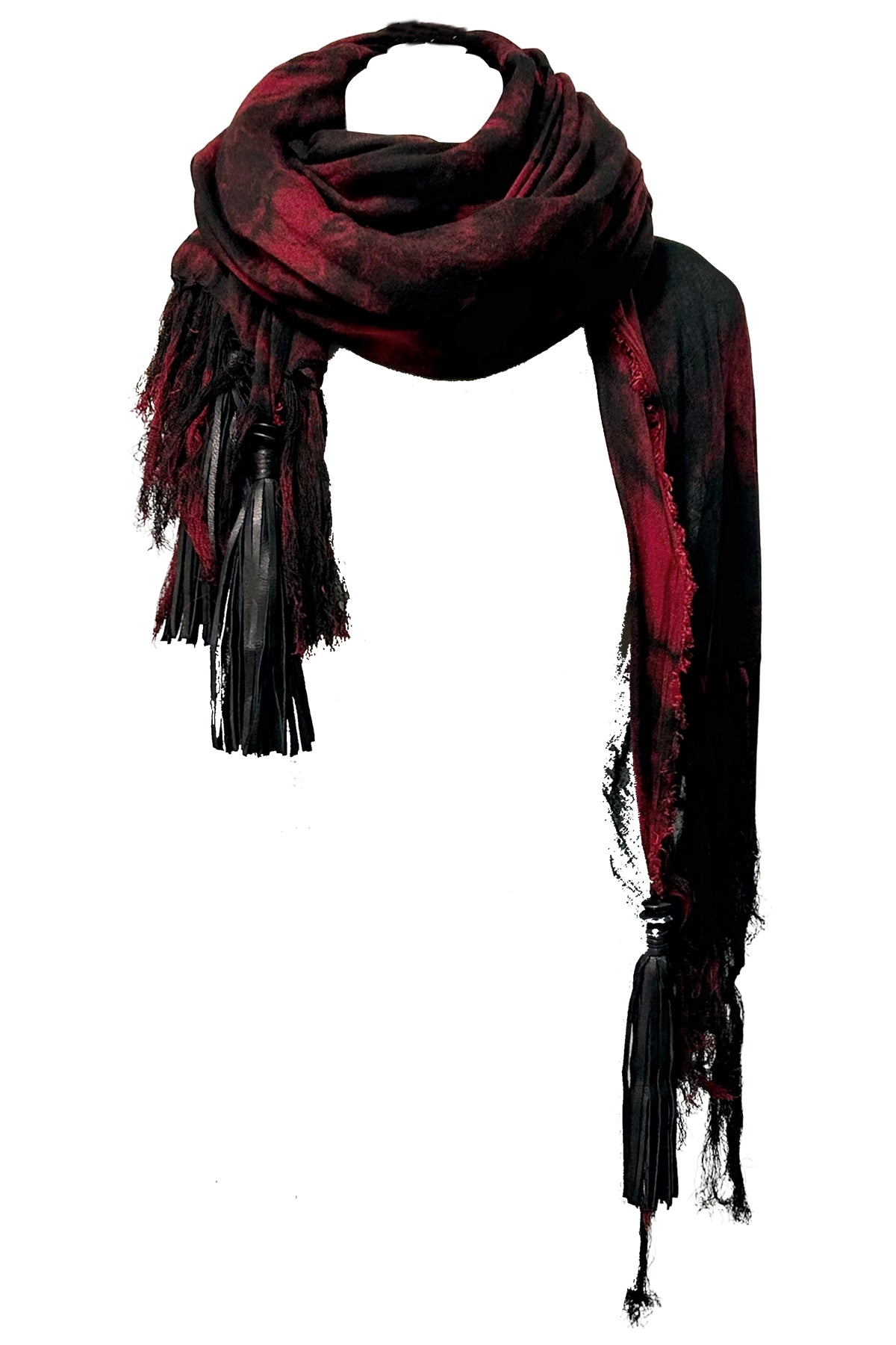 2502-ST01 Tie Dye Long Stole 05_Black/Red