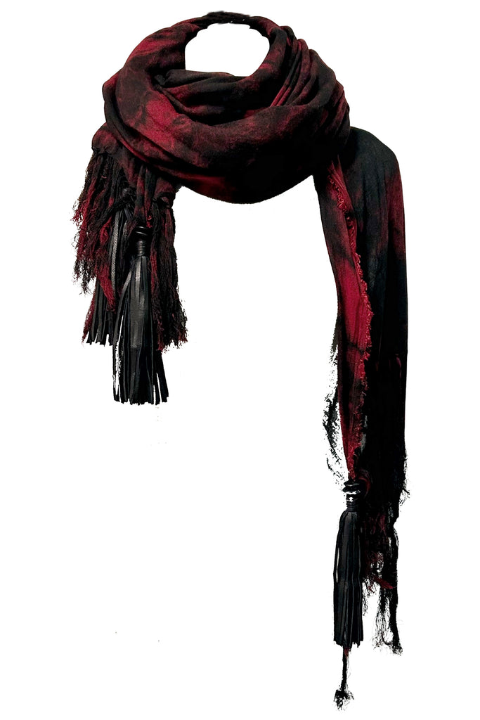 2502-ST01 Tie Dye Long Stole 05_Black/Red