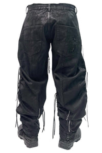 2502-PT13 Coating Side Shirring Twill Pants_Black