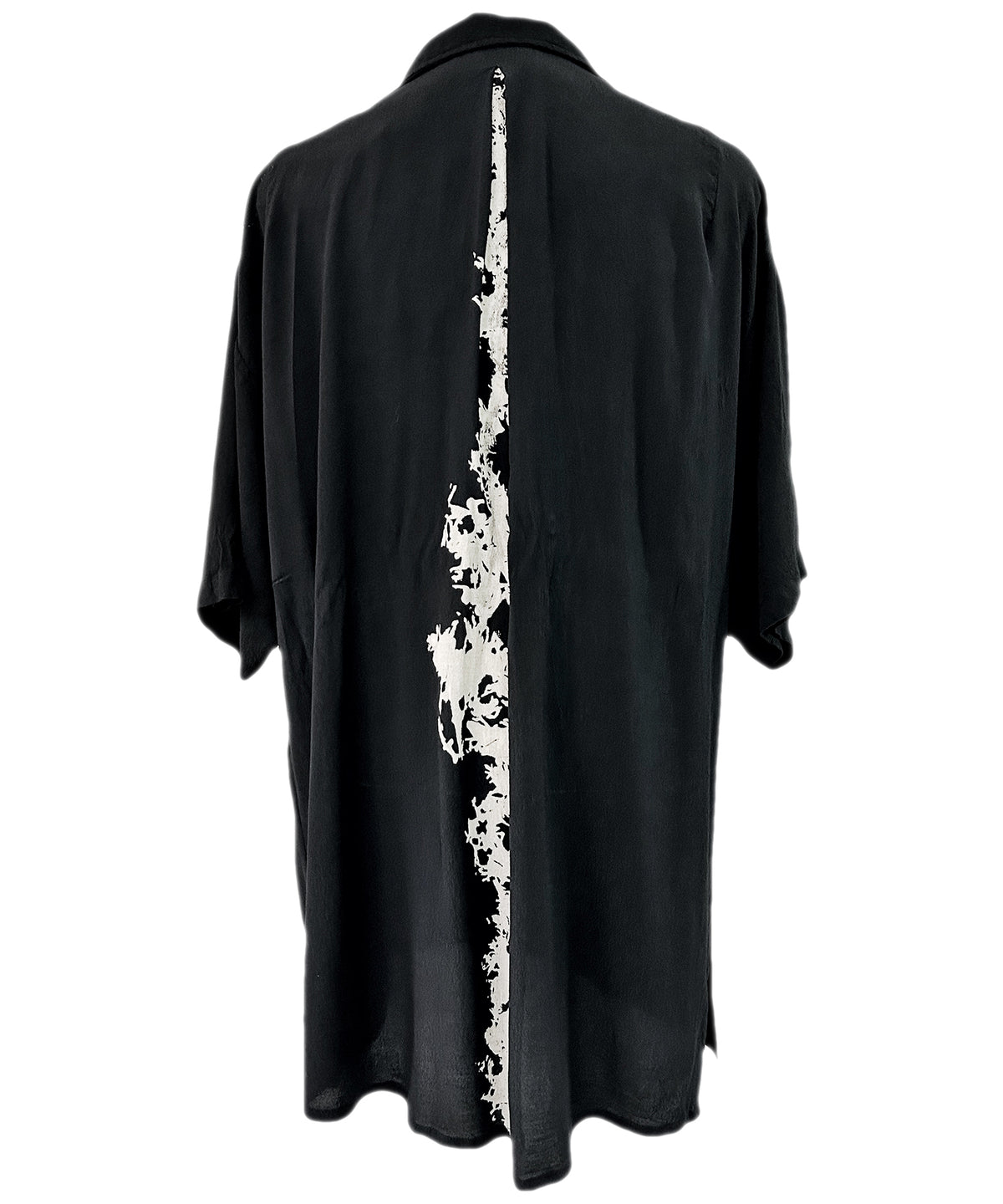 2401-SH03 Splash Crepe Rayon Lazy Shirt Black