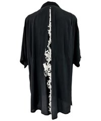 2401-SH03 Splash Crepe Rayon Lazy Shirt Black